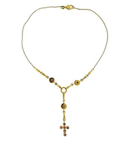 Primavera 18K Gold Amethyst Charm Necklace