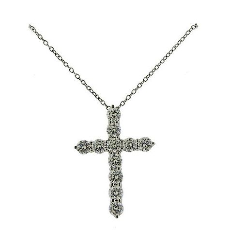 Tiffany &amp; co Platinum Diamond Cross Pendant Necklace