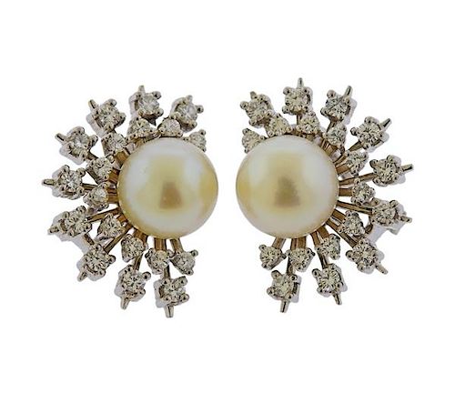 18K Diamond Pearl Earrings
