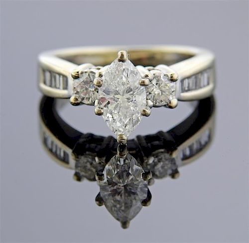 14K Gold Marquise Diamond 1.16ct Engagement Ring