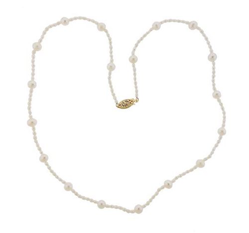 14K Gold Pearl Necklace 