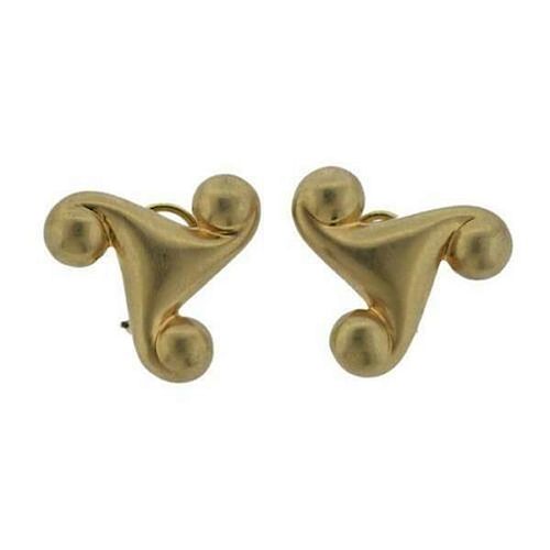 1990s Angela Cummings 18K Gold Swirl Earrings