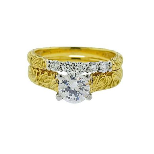 Scott Kay 19k Gold Platinum Diamond Engagement Wedding Bridal Ring Setting