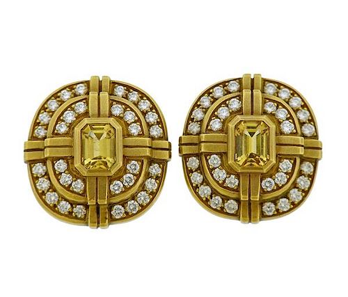 Kieselstein Cord 18k Gold Diamond Citrine Earrings