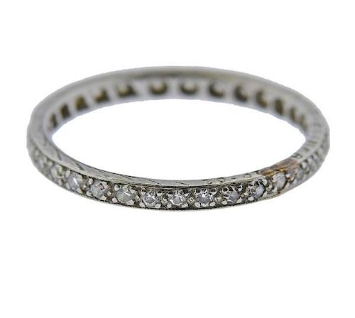 Art Deco Platinum Diamond Eternity Wedding Band Ring 