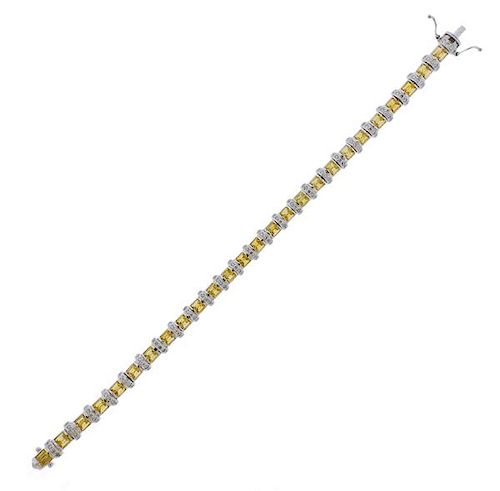 18k Gold Diamond Yellow Gemstone Bracelet 