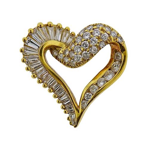 18k Gold 2.20ctw Diamond Heart Pendant 
