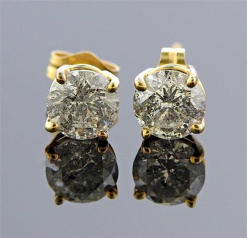 14k Gold Diamond Stud Earrings 