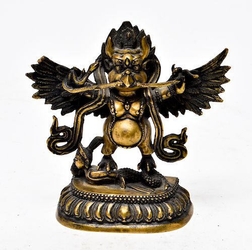 Tibetan Bronze Garuda Bird with Naga, Vintage