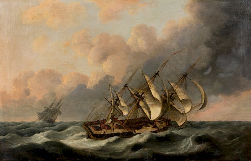 Thomas Luny
(British, 1759-1837)
Two Ships in Rough Seas, 1805