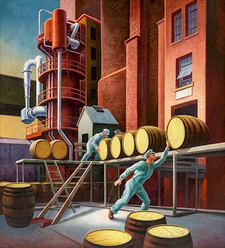 Thomas Hart Benton
(American, 1889-1975)
Whiskey Going into the Rackhouse to Age or Whiskey Barrel, 1945