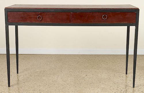 LEATHER IRON CONSOLE MANNER OF JEAN-MICHEL FRANK