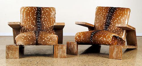 PAIR LOUNGE CHAIRS MANNER OF JEAN-MICHEL FRANK