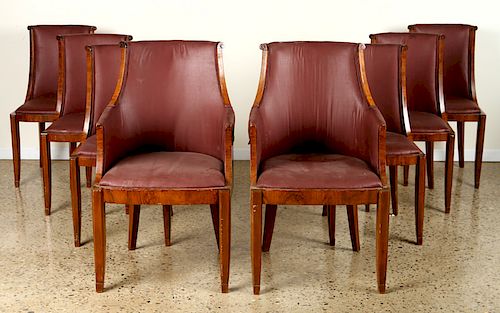 SET 8 FRENCH ROSEWOOD ART DECO DINING CHAIRS 1930