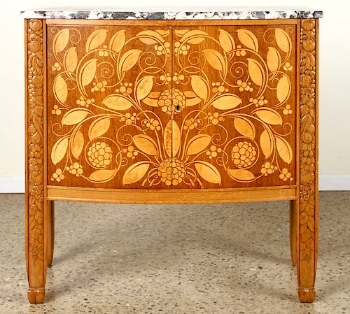 FRENCH OAK MARBLE TOP SERVER BY MICHEL DUFET 1920