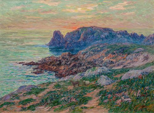 Henry Moret (French, 1856-1913) L'Ile de Ouessant, le soir, 1908