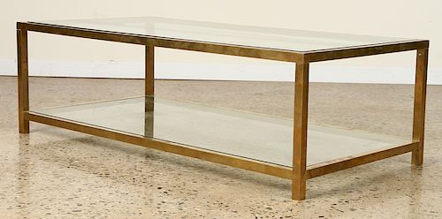 TWO TIER BRONZE GLASS COFFEE TABLE C.1970