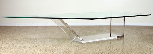LARGE COCKTAIL OR COFFEE TABLE LUCITE BASE C.1970