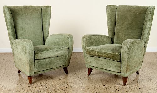 PAIR PAOLO BUFFA UPHOLSTERED LOUNGE CHAIRS C.1960