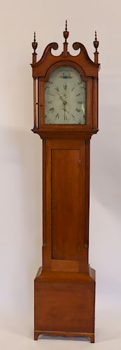 UNSIGNED Antique Tallcase Clock In Pine Case