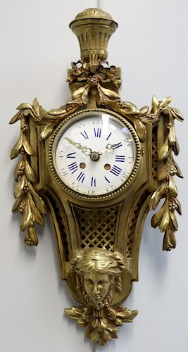 Antique French Bronze Cartel Clock With