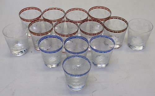 Lot Of Fine Quality Continental Etched Glasses