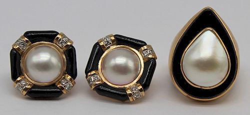 JEWELRY. 14kt Gold & Mabe Pearl Jewelry Grouping.