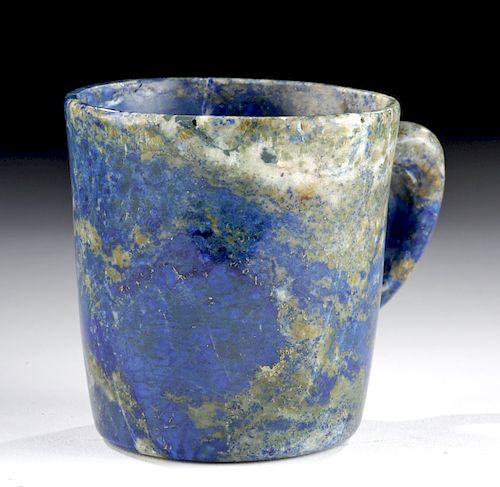 Rare Bactrian Carved Lapis Lazuli Handled Cup