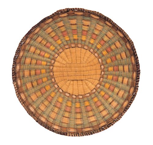 Hopi Flat Basket Tray Colored Rabbit Brush
