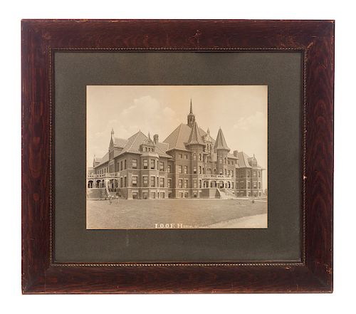 1900 Framed Oak Photo of IOOF Home