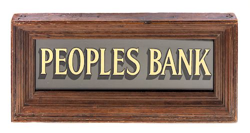 Peoples Bank Reverse Painted Sign