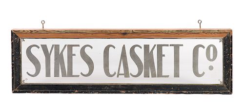 Sykes Casket Co Glass Advertising Sign