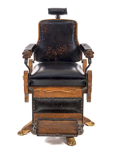 Berninghause Oak Swivel Victorian Barber Chair