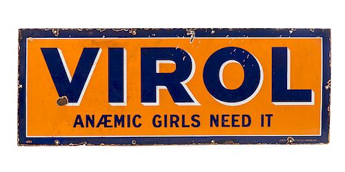 Virol Anemic Girls Need It Porcelain Sign