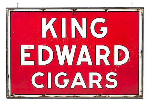 2 Sided King Edward Cigars Tin Advertising Sign