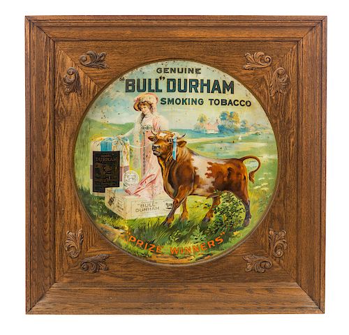 Bull Durham Smoking Tobacco Display Charger in Oak Frame