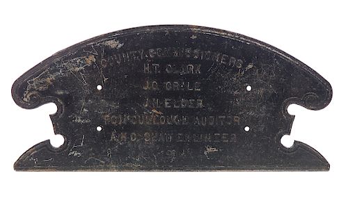 1914 Cast Iron Bridge Sign