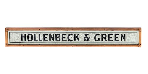Hollenbeck and Green Ornate Silver Foil Copper Sign