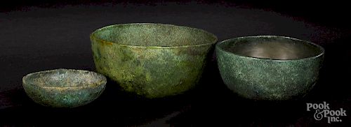 Three ancient Near Eastern bronze bowls