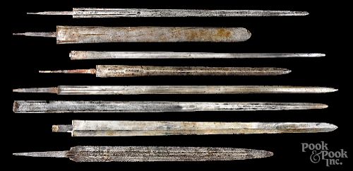 Eight European steel sword blades