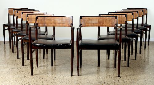 SET 12 MAHOGANY DINING CHAIRS MANNER DUNBER C1950