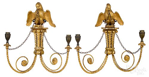Pair of Federal giltwood sconces