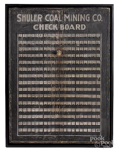 Painted pine Shuler Coal Mining Co. Check Board