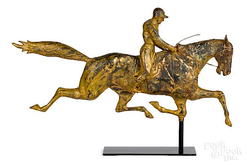 Full bodied horse and rider weathervane