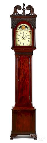 Philadelphia Chippendale mahogany tall case clock