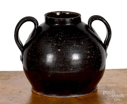 Redware two-handled crock