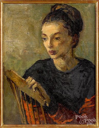 Moses Soyer, oil on canvas portrait