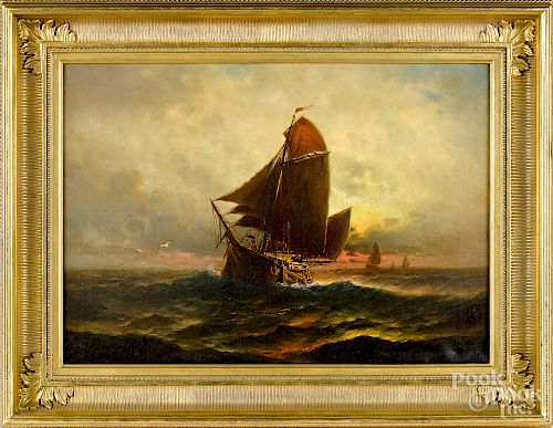 Theodore Valenkamph, oil on canvas sunset seascap