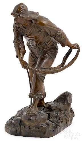 Edouard Lormier, bronze fisherman sculpture