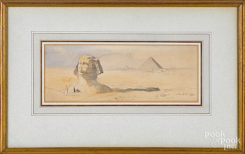 Edward Lear, pencil, brown ink and watercolor